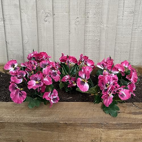 Künstliche Stiefmütterchen - künstliche Pflanzen für den Außen- oder Innenbereich - künstliche Blumendekorationen mit lichtbeständiger Farbe - TÖPFE Nicht INBEGRIFFEN (5er-Pack Rosa) von Garden 365