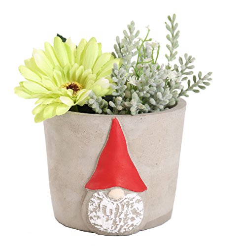Home&Decorations Blumentopf rund Weihnachtsmann Übertopf aus Zement Nikolaus Weihnachtsdeko Pflanzentopf Weihnachten ca.12.5X10.5X10.5 cm von Home&Decorations