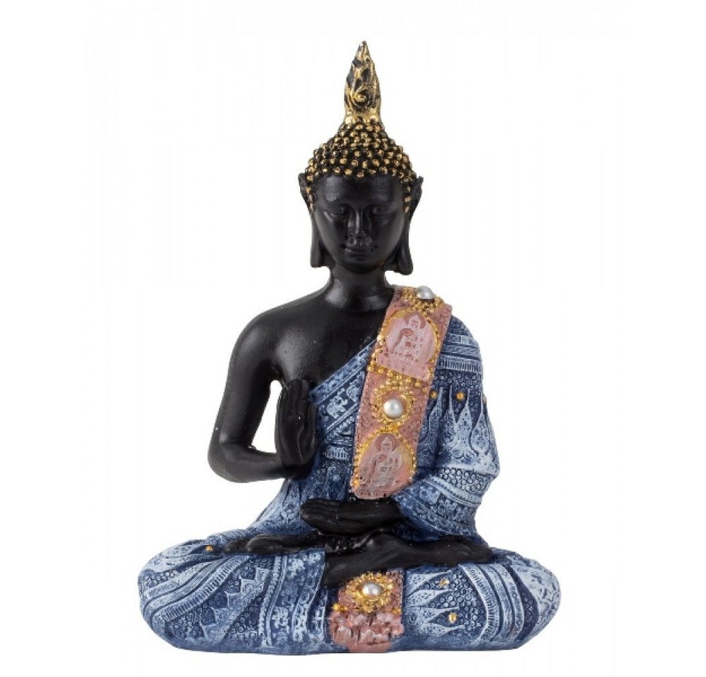 Home & Joy Buddhafigur, Buddha-Statue Abhaya Mudra sitzend farbig klein Perlenbestückt von Home & Joy