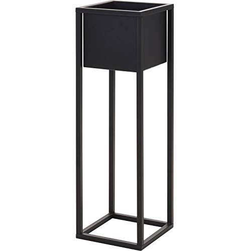 Home&Styling Blumentopf mit Ständer Blumenkübel Pflanztopf Übertopf Pflanzgefäß Blumenständer Metallständer Blumentopfständer Metall 70cm Schwarz von Home & Styling