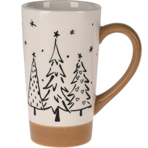 Home & Styling Großer Becher mit Tannenmotiv, 520 ml, Muster:Muster 1 von Home & Styling