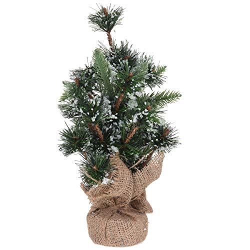 Home & Styling Mini Weihnachtsbaum grün 30cm mit Jutesack Glitzer Schnee Tisch Christbaum von Home & Styling