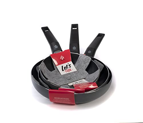 Antihaft-Pfannen SET 3-teilig mit Durchmesser von 20-24-28 cm | Induktionspfanne Home | antihaftbeschichtete Töpfe geeignet für Induktion, Gas, Elektroherd von HOME