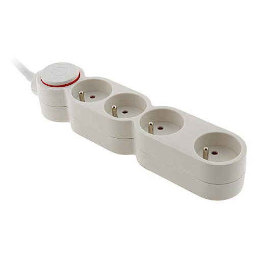 Bloc Home 4 prises 16A + inter Blanc - câble HO5VV-F 3G1 1,5m - équipé d'une fiche extraplate von Zenitech