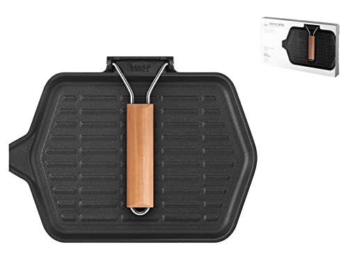 HOME 728150 Grillpfanne, 1 Griff, Gusseisen, rechteckig, 22,5 x 35 cm von HOME