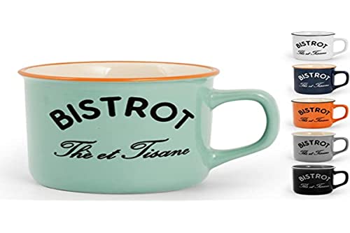 Home Bistro-Set mit 2 Teetassen ohne Untertasse, Steingut, mehrfarbig, 6 Einheiten (1 Stück) von HOME