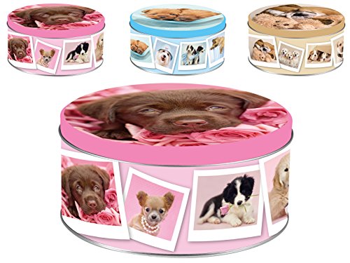 Home Cats&Dogs Box rund aus Blech, Dekoration Hunde, 17 x 8 H, Standard, Medium von HOME