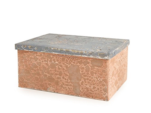 Home Hamptons Rechteckige Box 18x8 cm, Zink, grau/braun, 18x12x8 cm von HOME