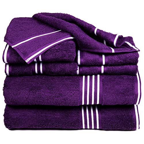 HOME Lavish Rio 8 Piece 100% Cotton Towel Set - Eggplant von Lavish Home