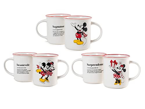 Home Mickey e Minnie Xmas Set 6 Tazze Mug in New Bone China, 330cc, Natalizie, Festività, Natale, 7312568 von HOME