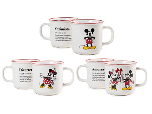 Home Mickey e Minnie Xmas Set 6 Tazze Jumbo in New Bone China, 440cc, Natalizie, Festività, Natale, 7312565 von HOME