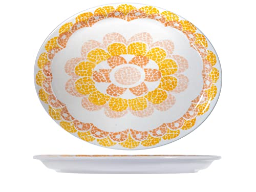 Home 817236 Pandora Teller, oval, Steinware, Gelb, 30 x 24 cm von HOME