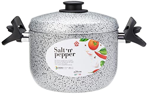 Home Salt N'Pepper Nudeltopf Antihaft, Aluminium, 4 Liter, Schwarz/Grau, 20 cm von HOME