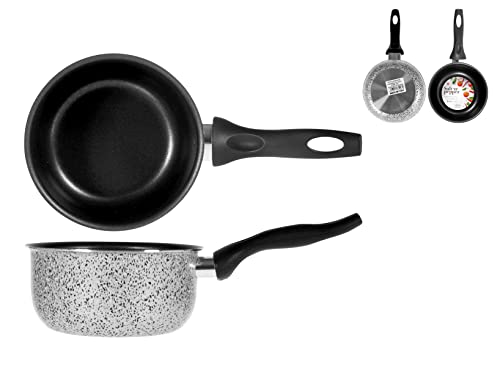 Home Salt Peper Kasserolle mit Griff, Antihaftbeschichtung, 16 cm, Aluminium, schwarz/grau, 16 cm von HOME