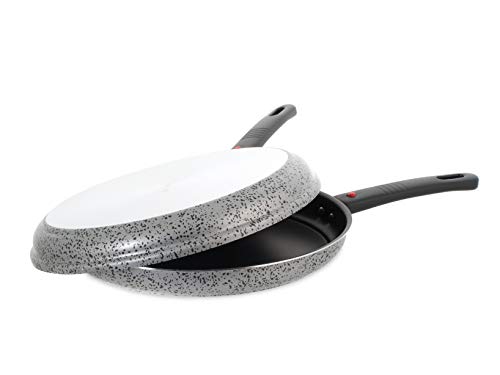 Home Salt Peper Omelettepfanne, Antihaftbeschichtung, 28 cm, Aluminium, schwarz/grau, 28 cm von HOME