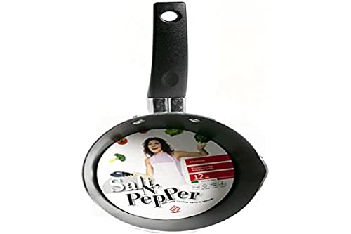 Home Salt Peper Stieltopf konisch mit Griff, Antihaftbeschichtung, 12 cm, Aluminium, schwarz/grau von HOME