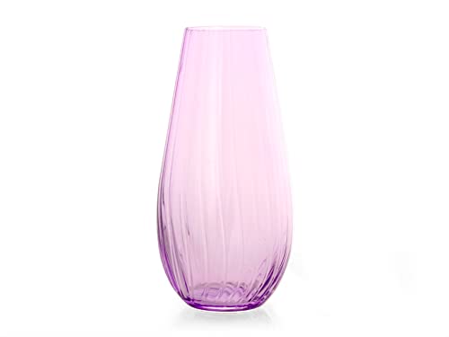 Home Waterfall Optical Vase aus Glas, Lila, 30,5 cm, Glas von HOME