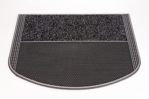 Home2Fashion PUR | TwinClean Dissi TPE-VC 100% Nachhaltig Fussmatte, Türmatte, Schmutzfangmatte, Eingangsmatte, Innen und Aussen, Anthrazit-Metallic Oberfläche, Floral-Detail, Größe 71 x 56 cm, 282684 von CarFashion