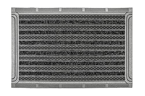 Home2Fashion PUR | GridClean ST-XXL TPE-VC 100% Nachhaltig Fussmatte, Relief-Türmatte, Schmutzfangmatte, Eingangsmatte, Innen und Aussen, Anthrazit-Metallic Oberfläche, Größe 70 x 46 cm, 284182 von CarFashion