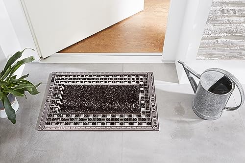 Home2Fashion PUR | GridClean Clean Rusty TPE-VC 100% Nachhaltig Fussmatte, Türmatte Schmutzfangmatte, Innen und Aussen, Anthrazit-Metallic Oberfläche, Gitter-Detail, Größe ca. 59 x 39 cm, 282678IO von CarFashion