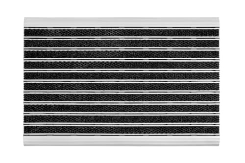 Home2Fashion PUR | ProfilClean Fußmatte für Innen & Außen | ca. 90 x 60 cm | Türmatte mit Reliefstruktur | 100 % recyceltes TPE-VC | ALU Metalic-Optik | Made in EU | 285577AM (ca. 90 x 60 x 1.5cm) von Home2Fashion