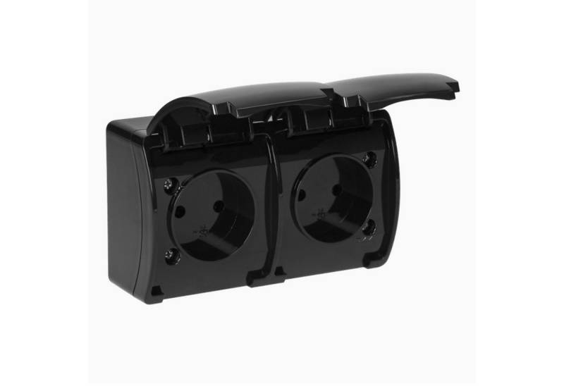 Home4Living Aufputz-Steckdose Aufputz Wandschalter Steckdose IP44 schwarz Lichtschalter von Home4Living