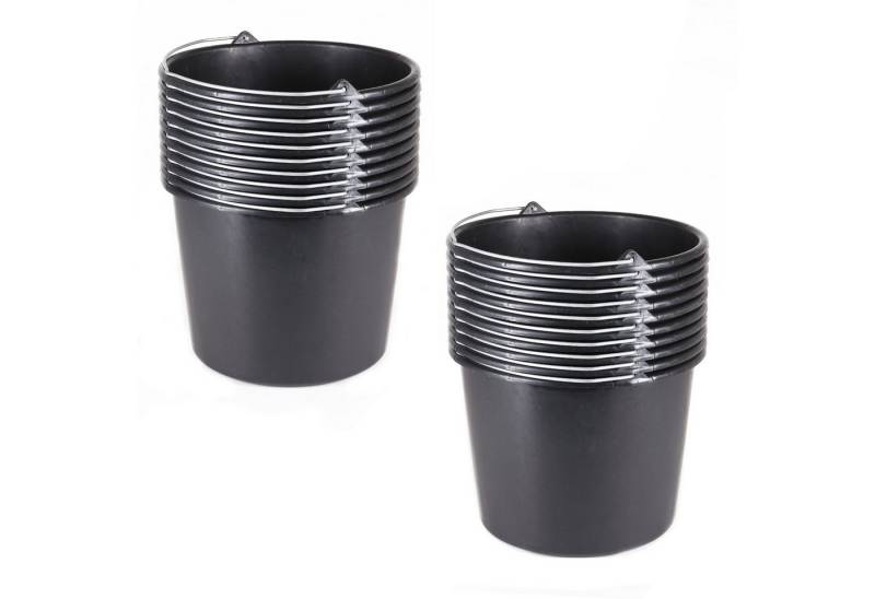 Home4Living Baueimer Eimer Mörteleimer 12L Futtereimer Schwarz Eimerset Putzeimer, (20-tlg), Mörteleimer, Futtereimer von Home4Living