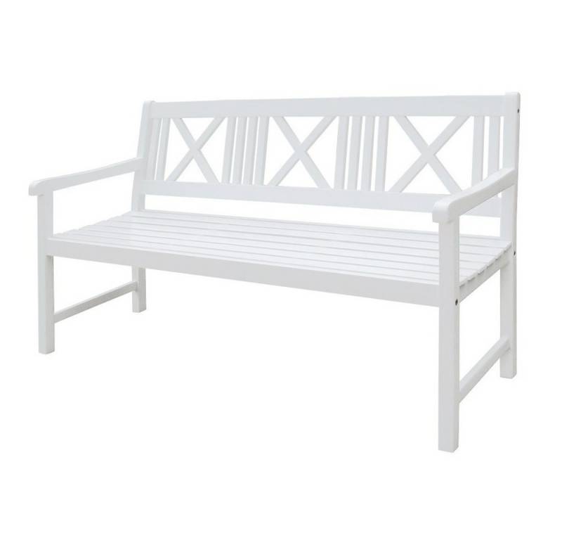 Home4Living Gartenbank Holzbank Terrassenbank 3-Sitzer Akazie weiß lackiert Home4Living Gartenbank Holzbank Terrassenbank 3-Sitzer Akazie weiß lackiert von Home4Living