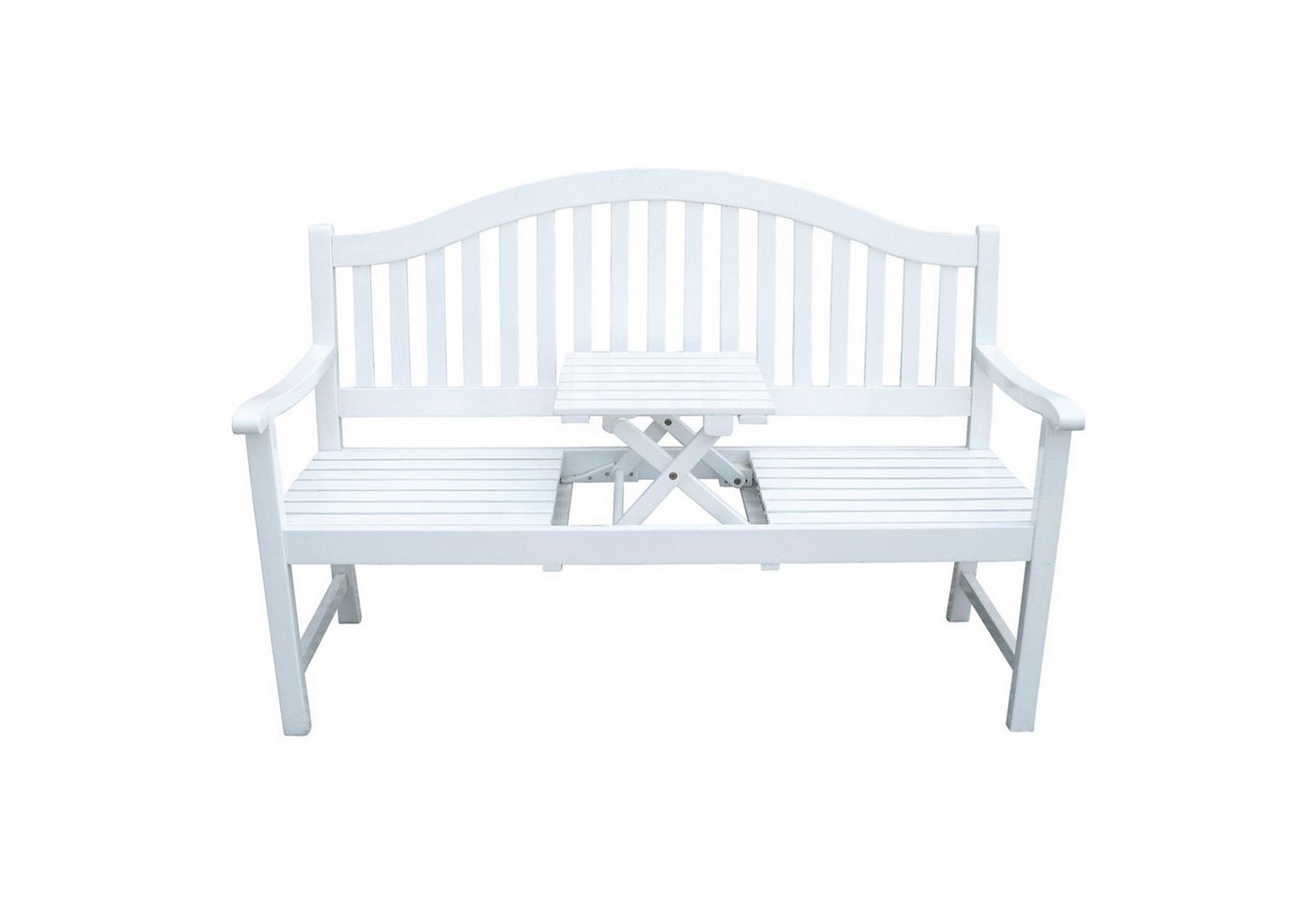 Home4Living Gartenbank Sitzbank white washed Eukalyptus Holzbank intergrierter Tisch von Home4Living