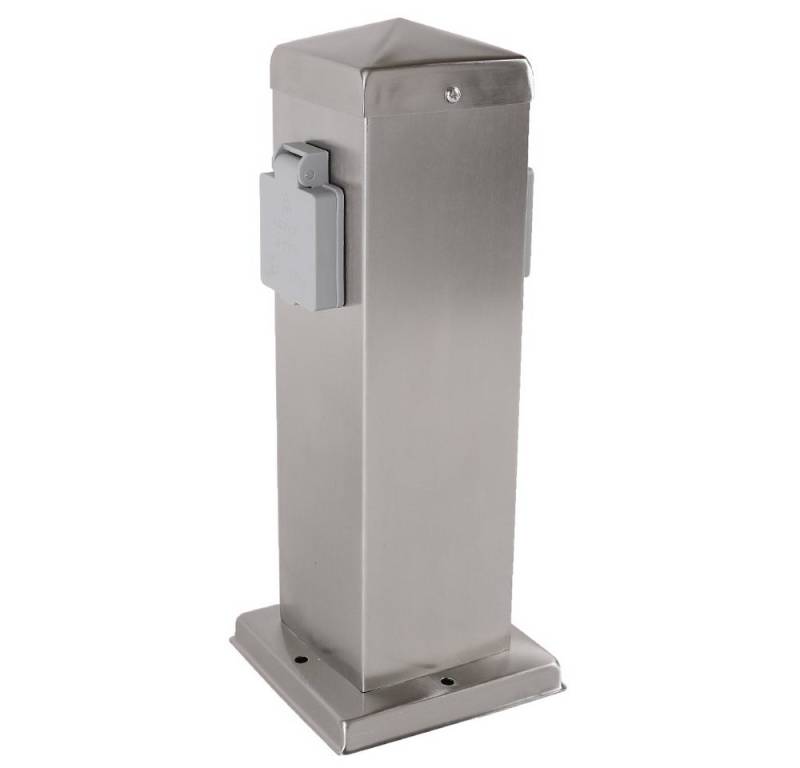 Home4Living Gartensteckdose Steckdosensäule 2-fach Edelstahl Mehrfachsteckdose, 2-fach Steckdose von Home4Living
