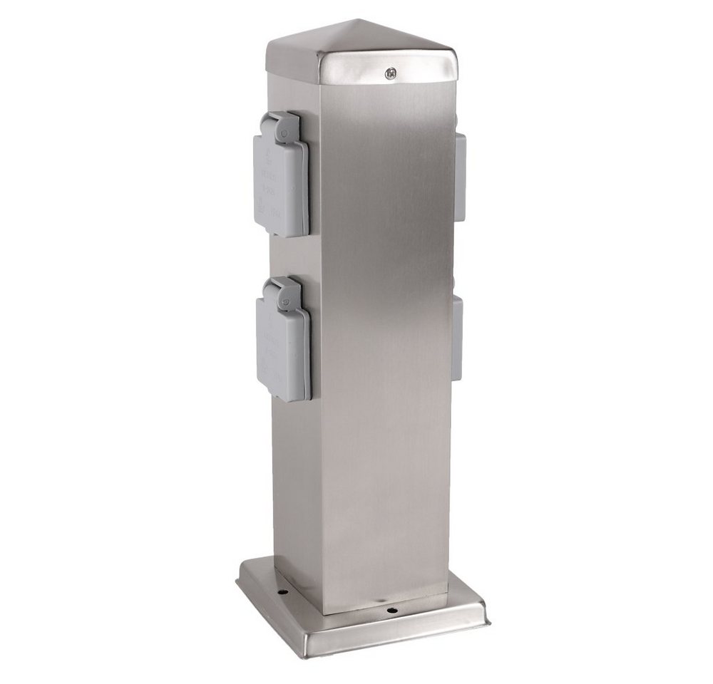 Home4Living Gartensteckdose Steckdosensäule 4-fach Edelstahl Mehrfachsteckdose, 4-fach Steckdose Home4Living Gartensteckdose Steckdosensäule 4-fach Edelstahl Mehrfachsteckdose, 4-fach Steckdose von Home4Living