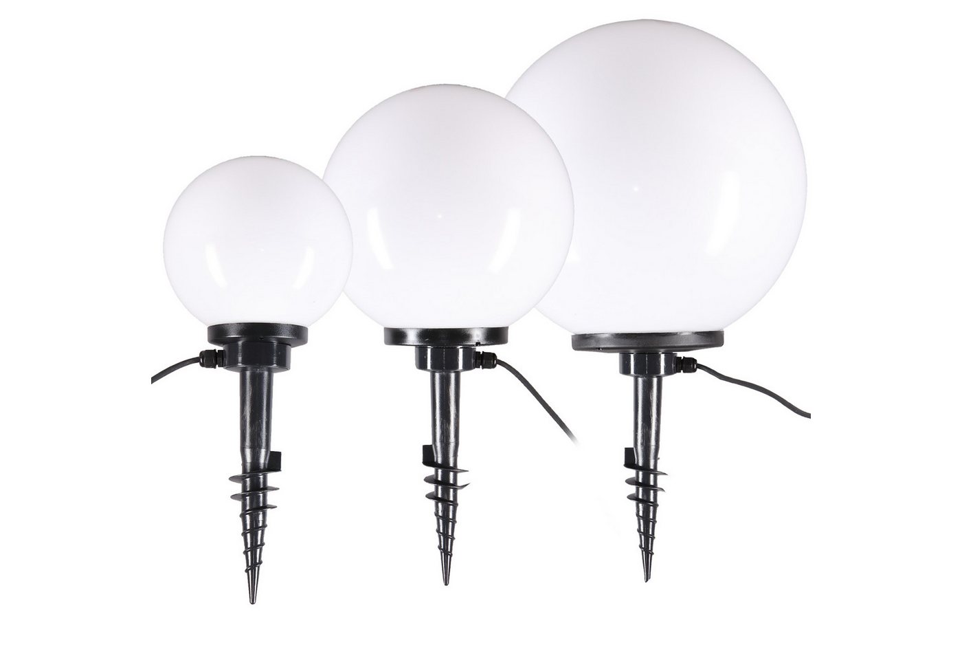 Home4Living Kugelleuchte Kugellampen Außenleuchte 3er-Set Ø 20/30/40cm Erdspieß Lampe, ohne Leuchtmittel, Dekorativ von Home4Living