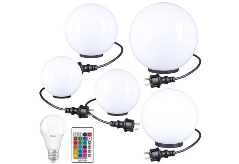 Home4Living Kugelleuchte RGB Kugellampen 5er Set Ø 20/25/30/40/50cm Außenleuchte 230V, inkl. Leuchtmittel, Dekorativ von Home4Living