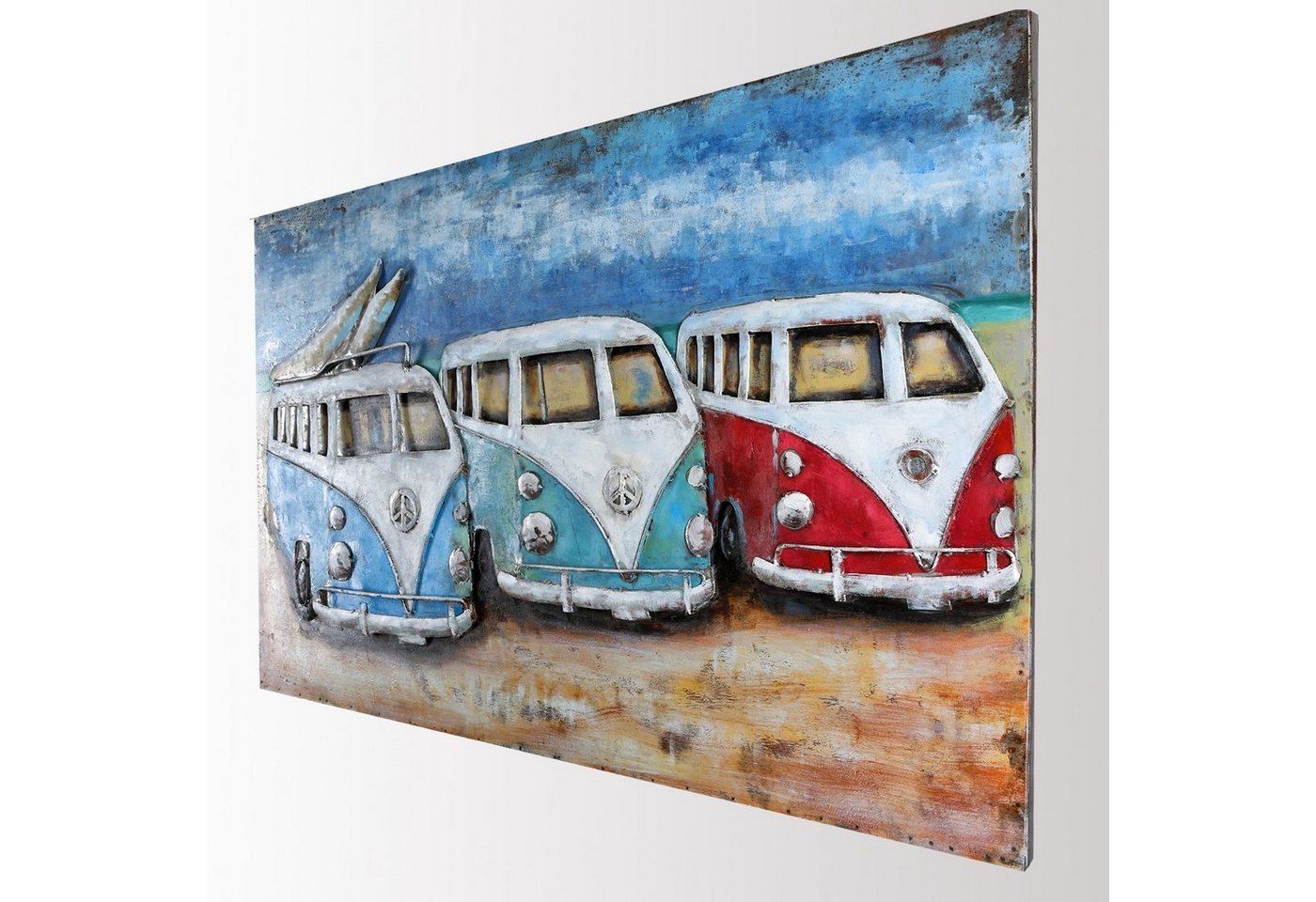 Home4Living Metallbild 3D Wandbild Handmade Retro Relief 119x78cm Unikat, Bulli, 3D-Effekt von Home4Living