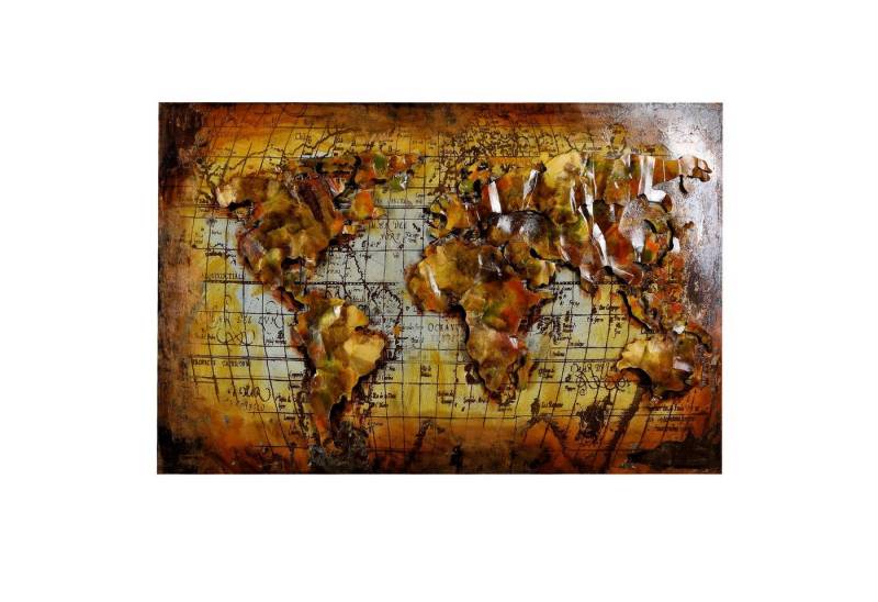 Home4Living Metallbild 3D Wandbild Unikat Relief handgefertigt 123cm, Weltkarte, 3D-Effekt Home4Living Metallbild 3D Wandbild Unikat Relief handgefertigt 123cm, Weltkarte, 3D-Effekt von Home4Living