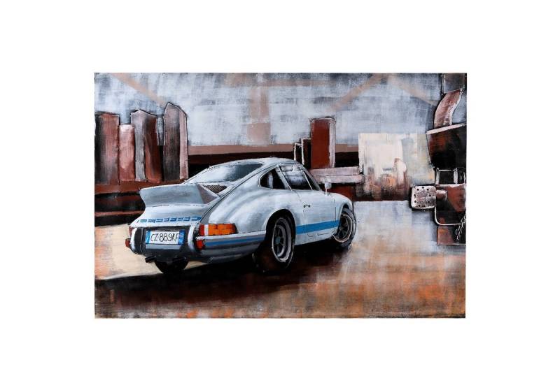 Home4Living Metallbild Metallbild 3D Wandbild 115x75 cm Unikat Relief Metall Bild, Porsche 911 white, 3D Effekt von Home4Living
