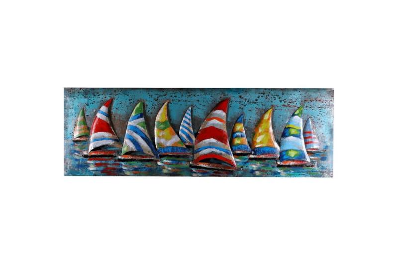 Home4Living Metallbild Wandbild 180x60cm handgefertigt Relief Unikat, Segelregatta, 3D Effekt von Home4Living