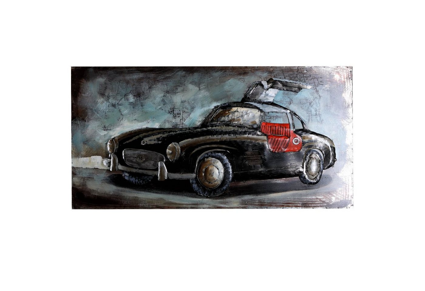 Home4Living Metallbild Wandbild 3D Effekt Unikat Relief B=120cm, Mercedes 300SL, 3D-Effekt von Home4Living