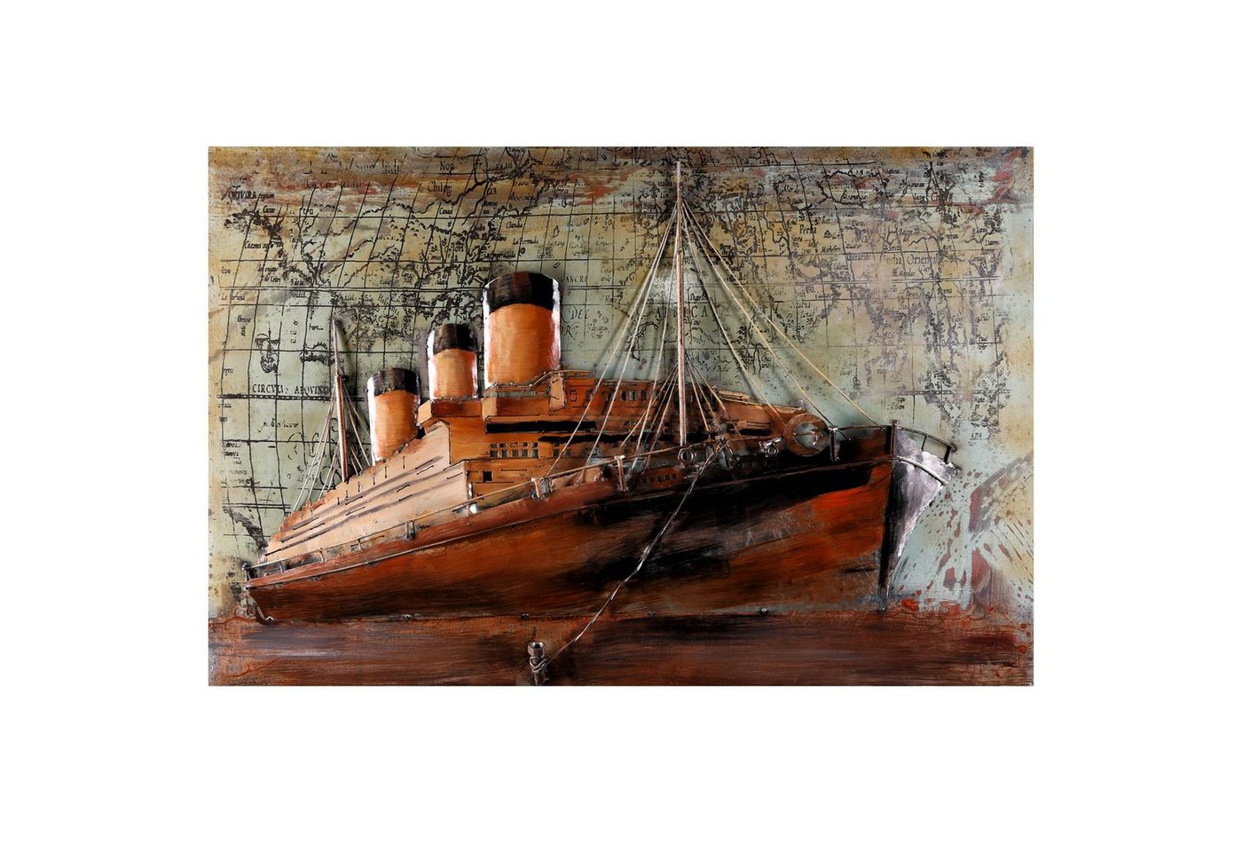 Home4Living Metallbild Wandbild 3D Metallbild 120x80cm handmade, Vessel Rusty gold, 3D Effekt von Home4Living