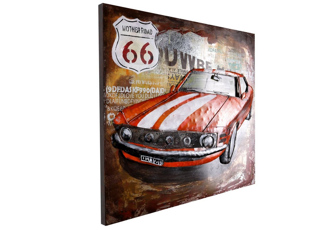 Home4Living Metallbild Wandbild 3D Metallbild 80x80cm Relief Unikat handgefertig, Musclecar, 3D Effekt von Home4Living