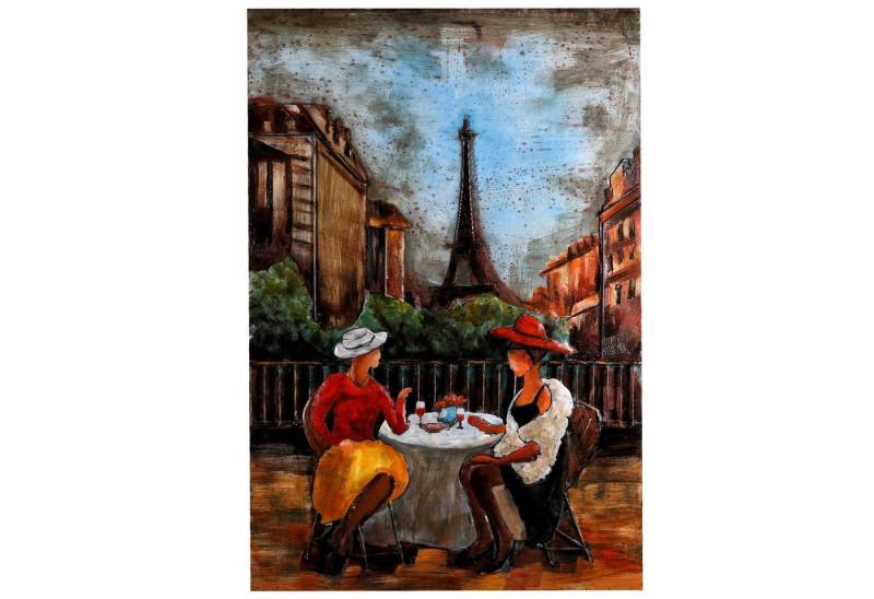 Home4Living Metallbild Wandbild 3D Metallbild handmade 80x120cm, Café de Paris zu zweit, 3D Optik von Home4Living