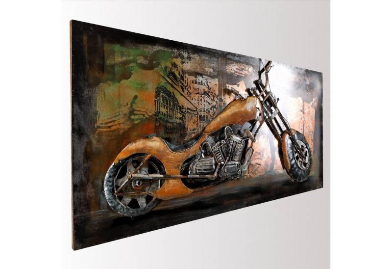 Home4Living Metallbild Wandbild 3D Relief Unikat 80x40x5cm handmade, Custom Bike Chopper, 3D Effekt von Home4Living
