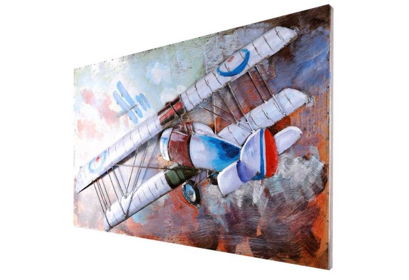 Home4Living Metallbild Wandbild 3D Unikat 90 x 60cm handgefertigt Relief Unikat, Doppeldecker, 3D von Home4Living