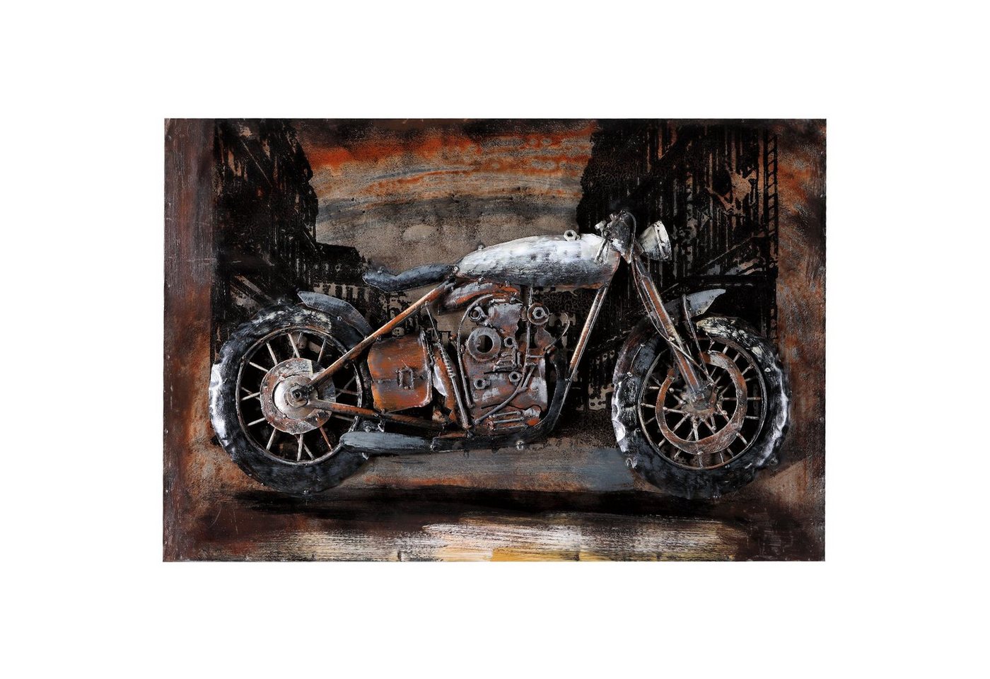 Home4Living Metallbild Wandbild 60 x 40 cm Relief Unikat Handmade, Motorcycle, 3D von Home4Living