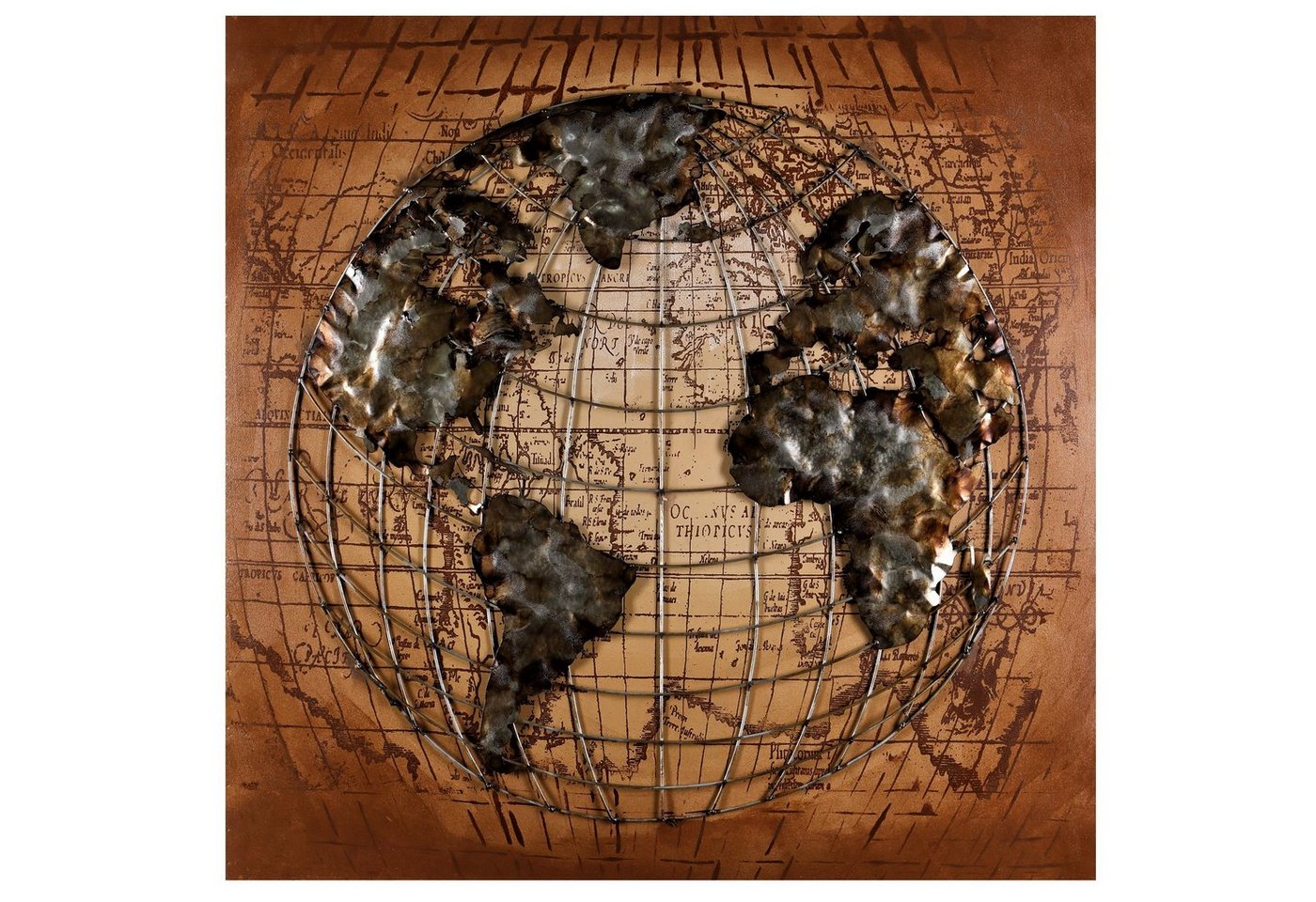Home4Living Metallbild Wandbild Metallbild 3D Bild Relief Unikat 100x100x5cm, Globus, 3D Effekt Home4Living Metallbild Wandbild Metallbild 3D Bild Relief Unikat 100x100x5cm, Globus, 3D Effekt von Home4Living