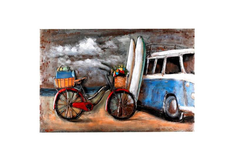 Home4Living Metallbild Wandbild Relief Unikat "Driving and Surfing" handgefertigt, Surfing, 3D-Effekt von Home4Living