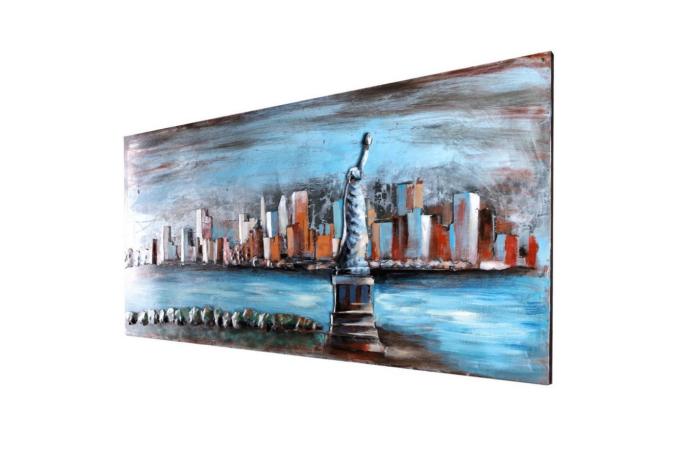 Home4Living Metallbild Wandbild Relief Unikat Motivbild handgefertigt, Skyline New York, 3D Effekt von Home4Living