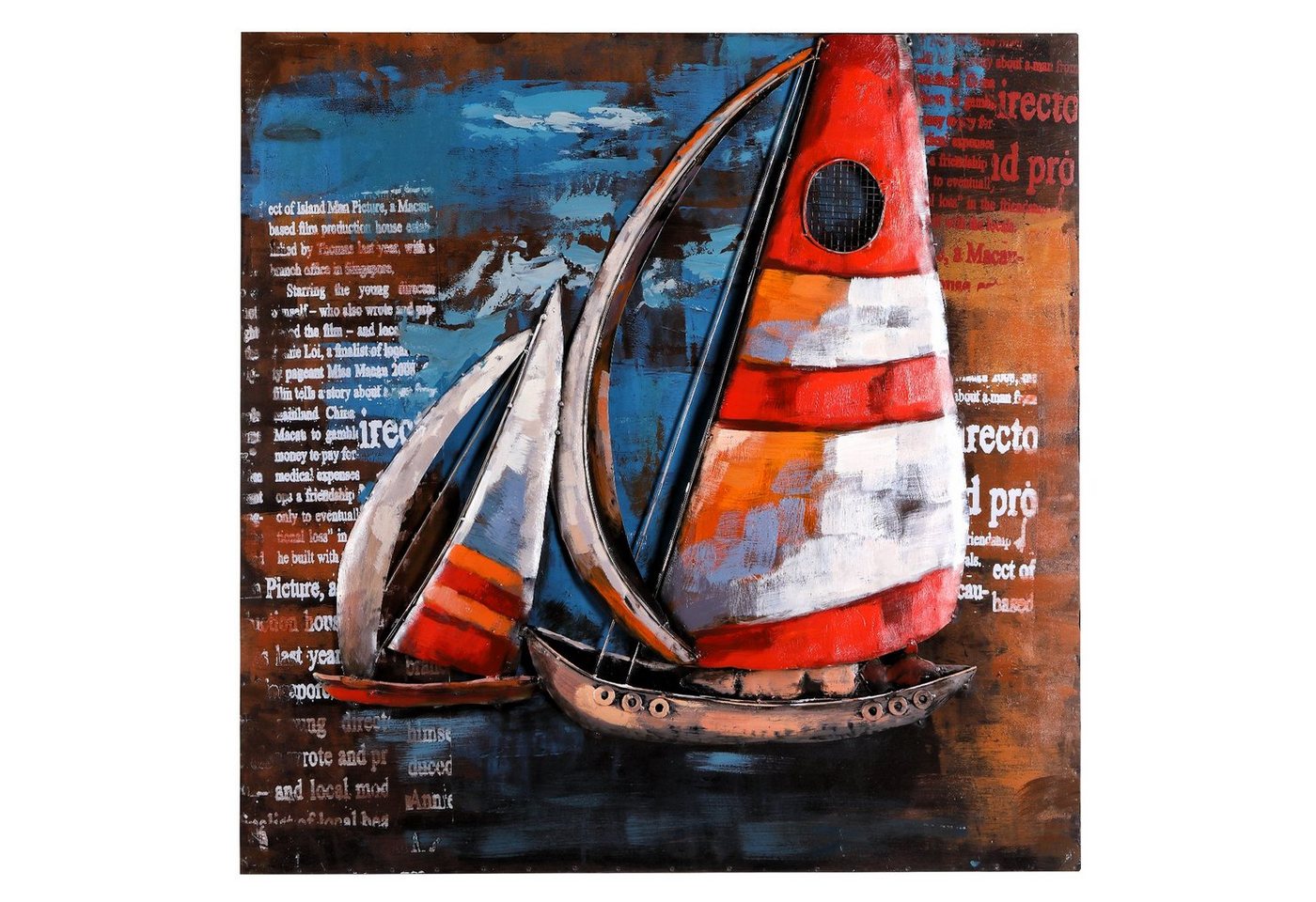 Home4Living Metallbild Wandbild handgefertig Relief Unikat 80x80cm, Regatta, 3D-Effekt Home4Living Metallbild Wandbild handgefertig Relief Unikat 80x80cm, Regatta, 3D-Effekt von Home4Living