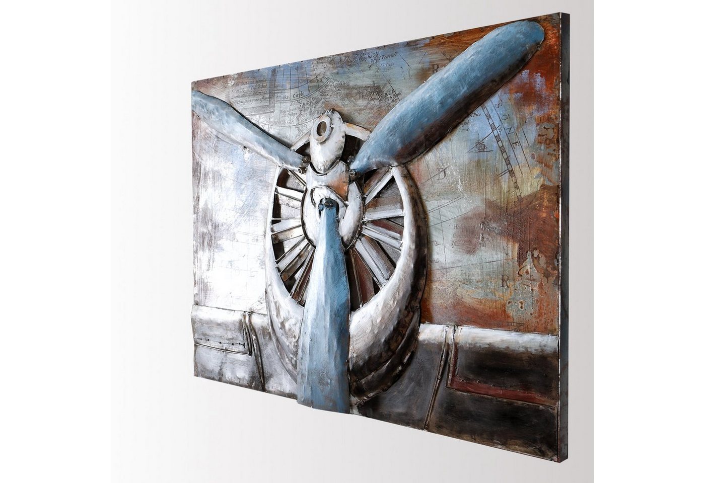 Home4Living Metallbild Wandbild handgefertigt 3D-Bild Relief 112x75cm, Propeller, 3D-Effekt von Home4Living