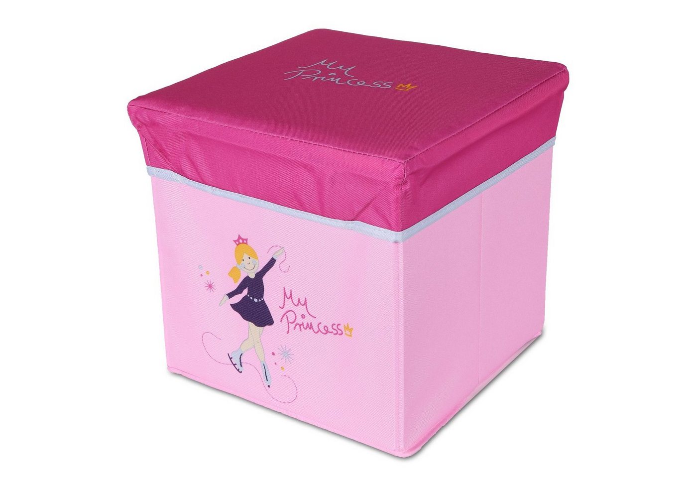 Home4Living Sitztruhe Sitzwürfel Kinder Sitzbox Spielzeugbox Princess Hocker, zusammenklappbar, Motiv Princess von Home4Living